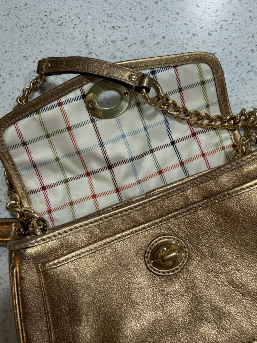 Coach Metallic Gold Mini Chain Shoulder Bag - Picture 5 of 6